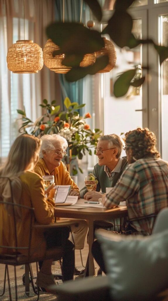 Family discussing assisted living move-in checklist in a cozy setting
