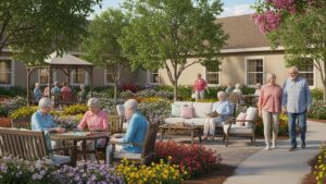 Assisted living home in Spring Hill FL with seniors enjoying outdoor activities