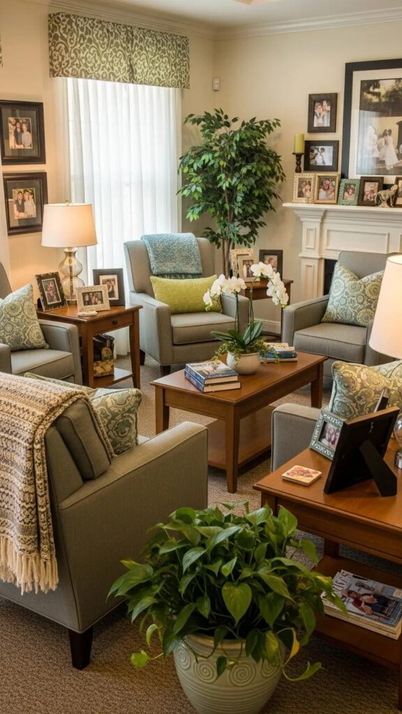 Boutique memory care facility in Spring Hill, Florida, showcasing a cozy living room atmosphere