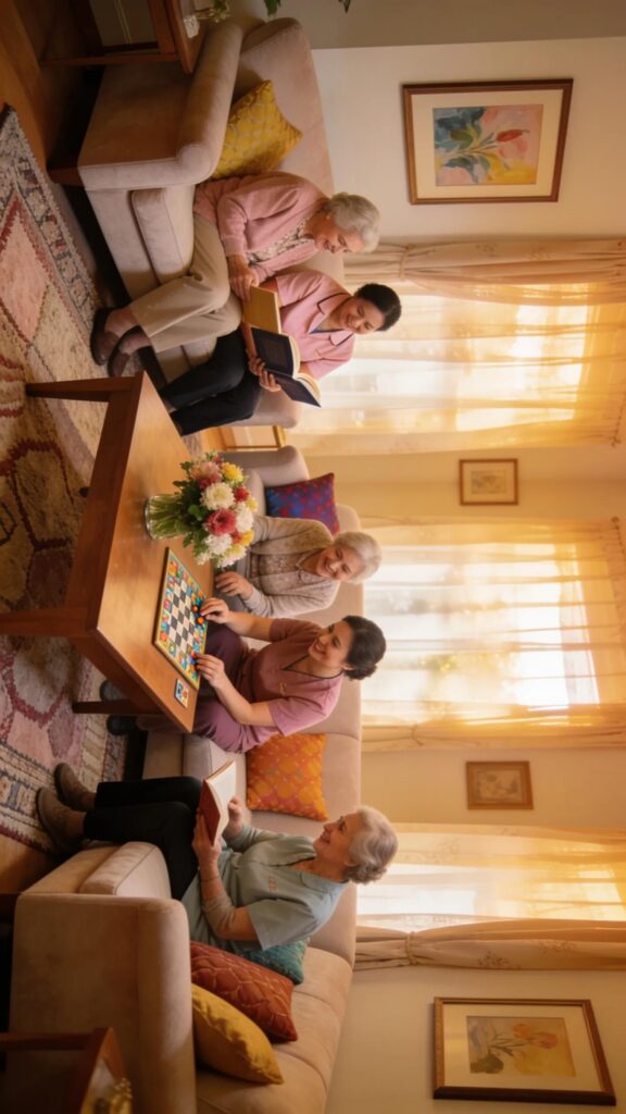 Interior living space at Aliviya Rose Manor showing personalized care features and resident interactions