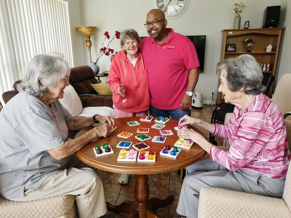 Caregiver applying GEMS and PAC techniques together during a resident interaction