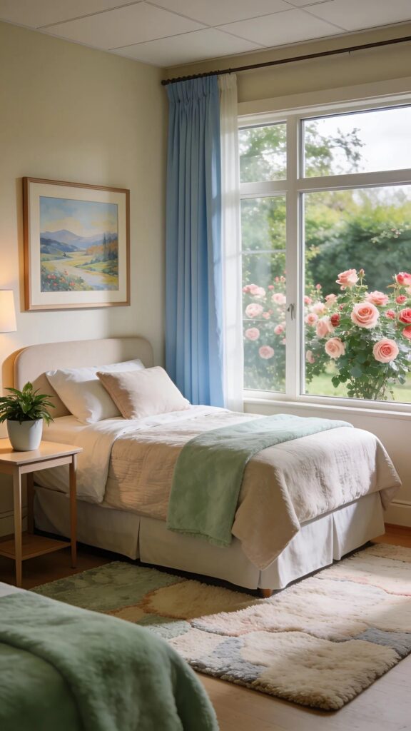 Comfortable respite care room at Aliviya Rose Manor, designed for relaxation and assurance for family caregivers