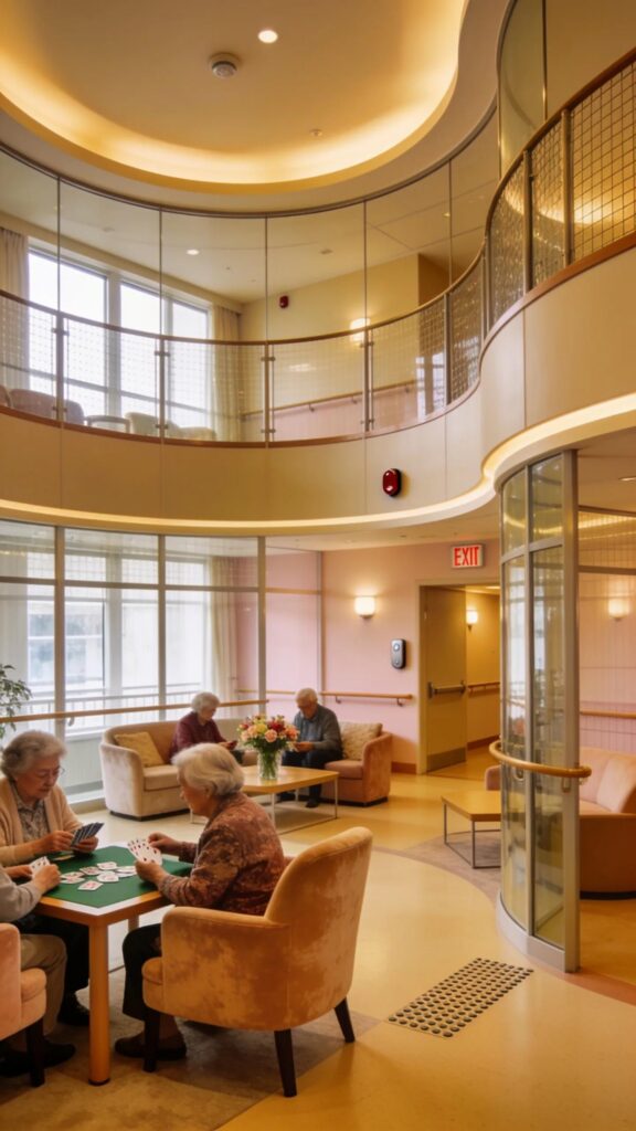 Interior of a memory care facility featuring secure common areas that foster engagement among residents