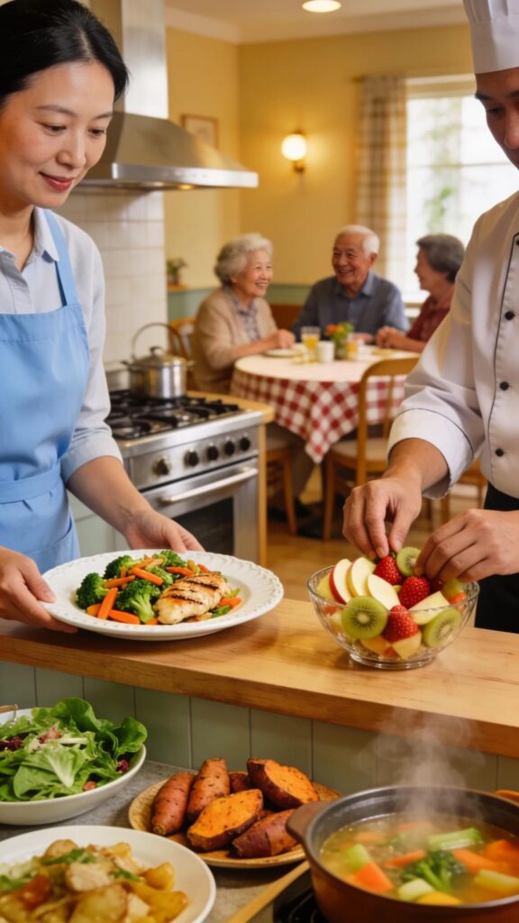 Home-cooked meals being prepared in a senior living community kitchen