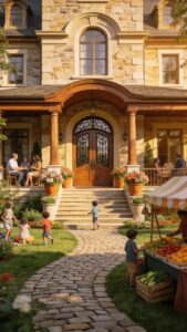 Warm exterior of Aliviya Rose Manor showcasing inviting entrance and engaging community atmosphere
